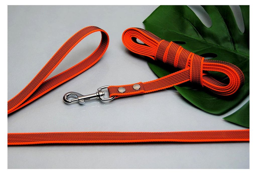 Leine gummiert 1m x 20mm MIT Schlaufe Orange Trainingsleine