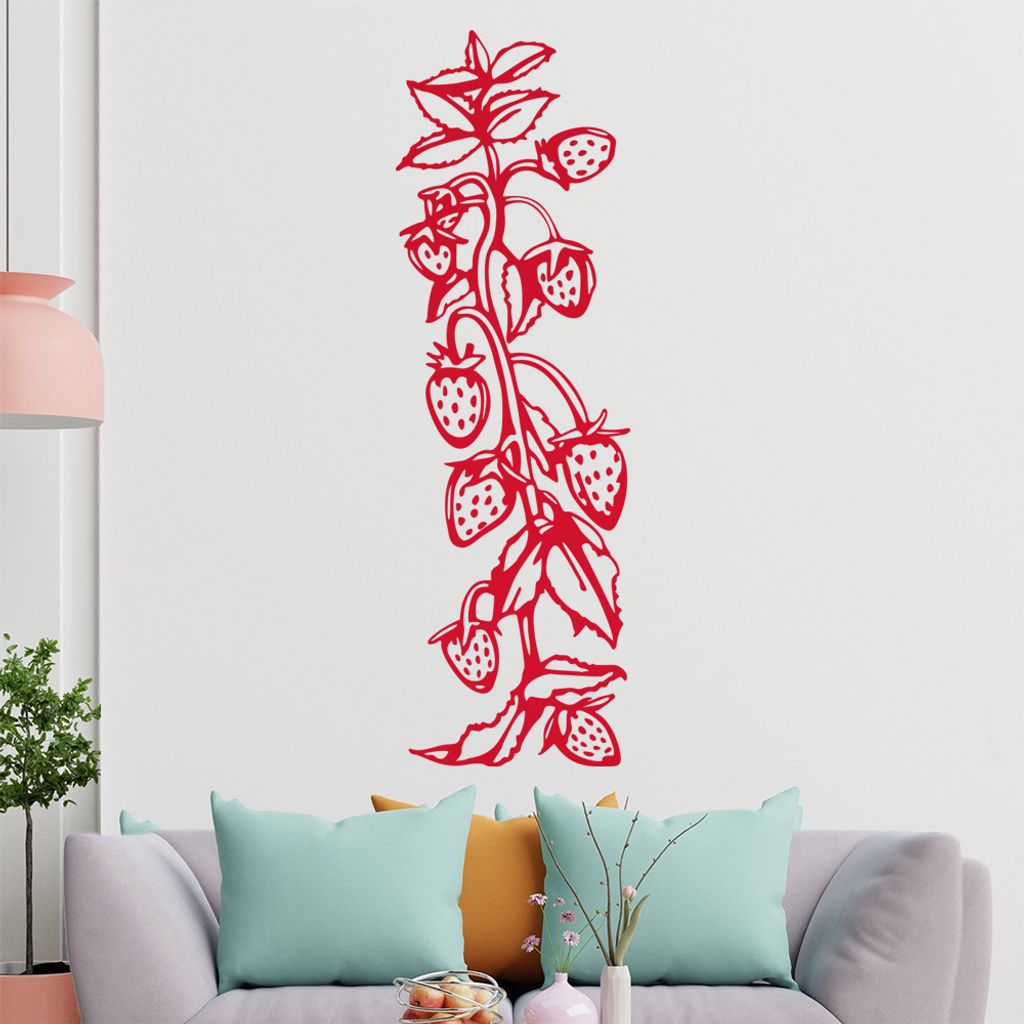 Himbeere - Pflanzen Wandtattoo in 6 Größen - Wandaufkleber Wall Sticker - Dekoration, Küche, Wohnzimmer, Schlafzimmer, Badezimmer