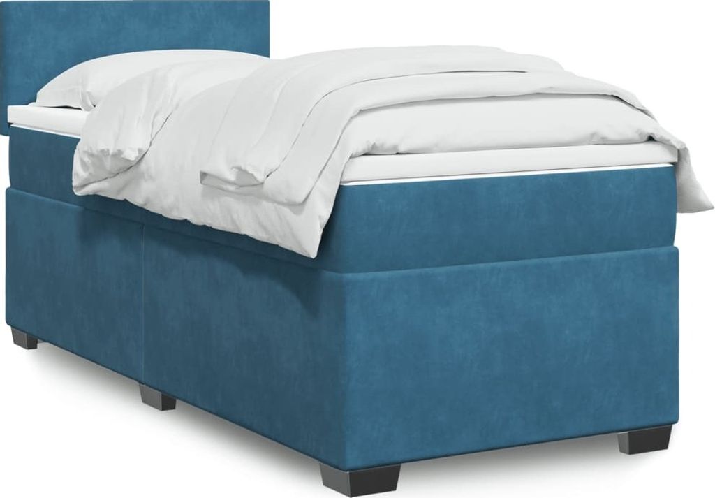 "2026 Promotion" Boxspringbett mit Matratze - Dunkelblau 90x190 cm - Samt - Polsterbett CC14523