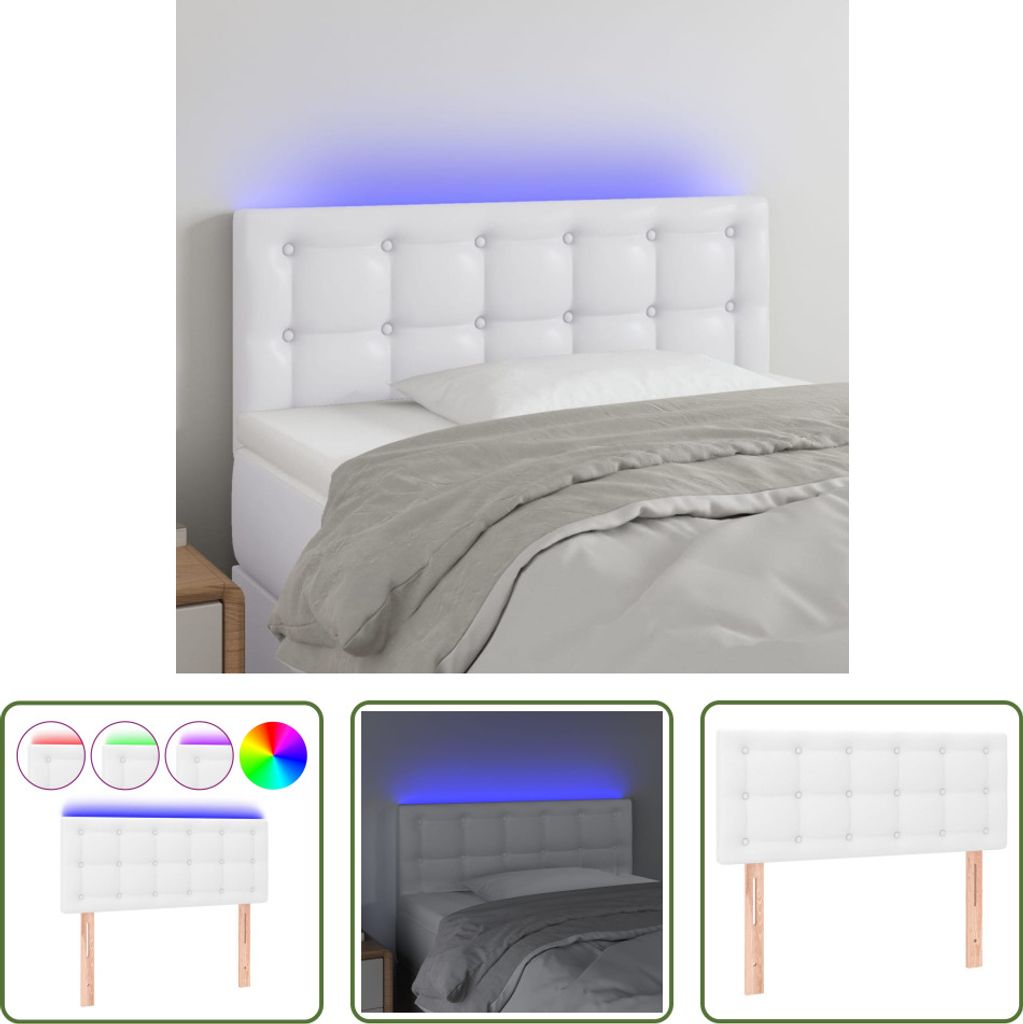 The Living Store LED Kopfteil Weiß 80x5x78/88 cm Kunstleder