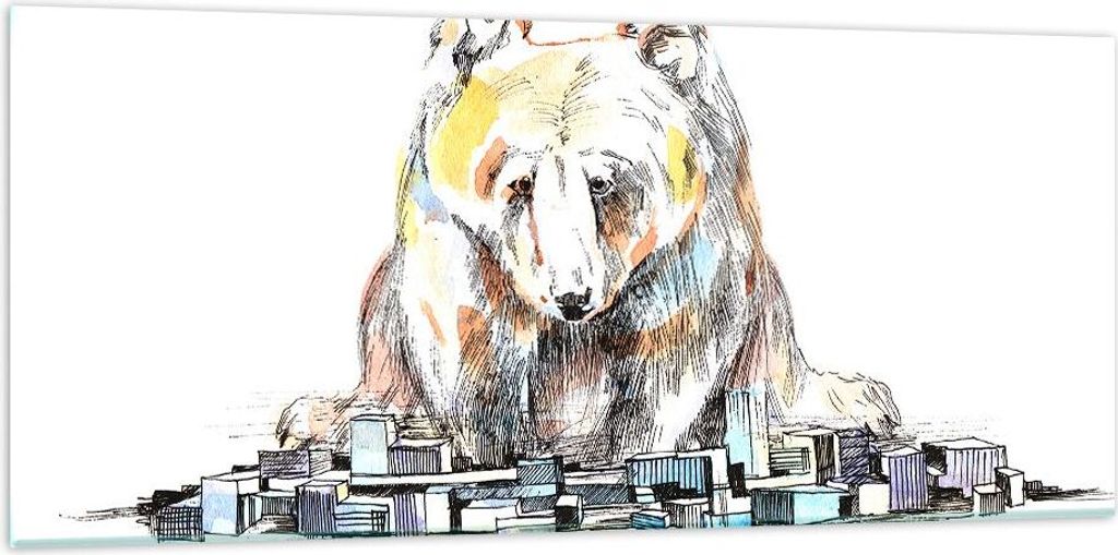 Bilder auf glas - Bär Spielzeug Spiel Illustration - 120x50cm - Glasbilder - Wandbilder - Kunstdruck - zum Aufhängen bereit - Wanddekoration aus ...