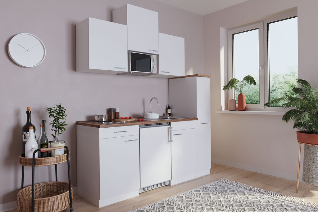 Küche Miniküche Singleküche Küchenzeile Küchenblock Weiß Luis 180 cm Respekta