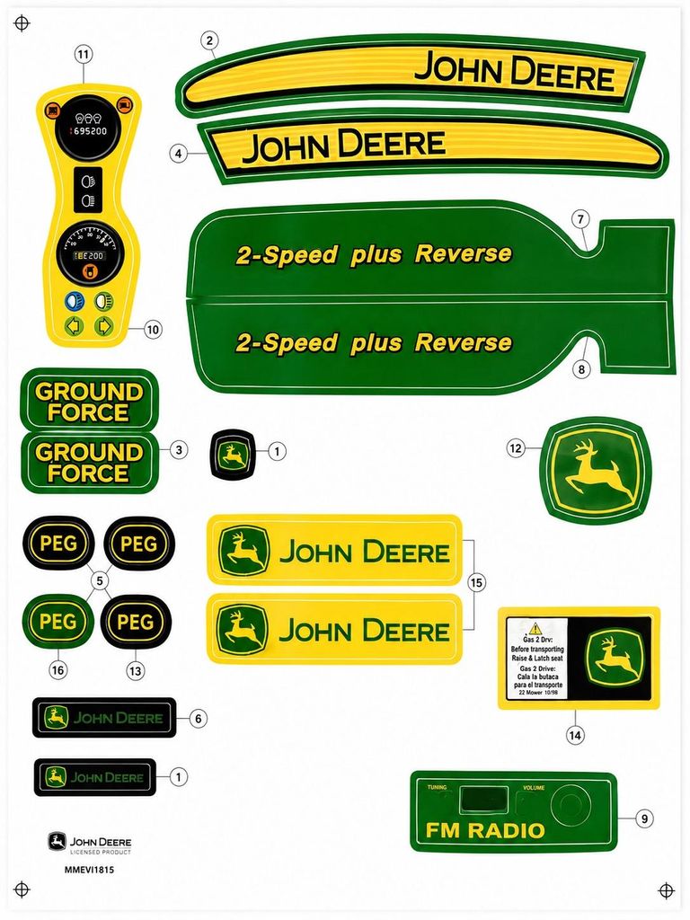 Peg Perego Aufkleber John Deere JD GROUND FORCE W/TRAILER Image du produit 
