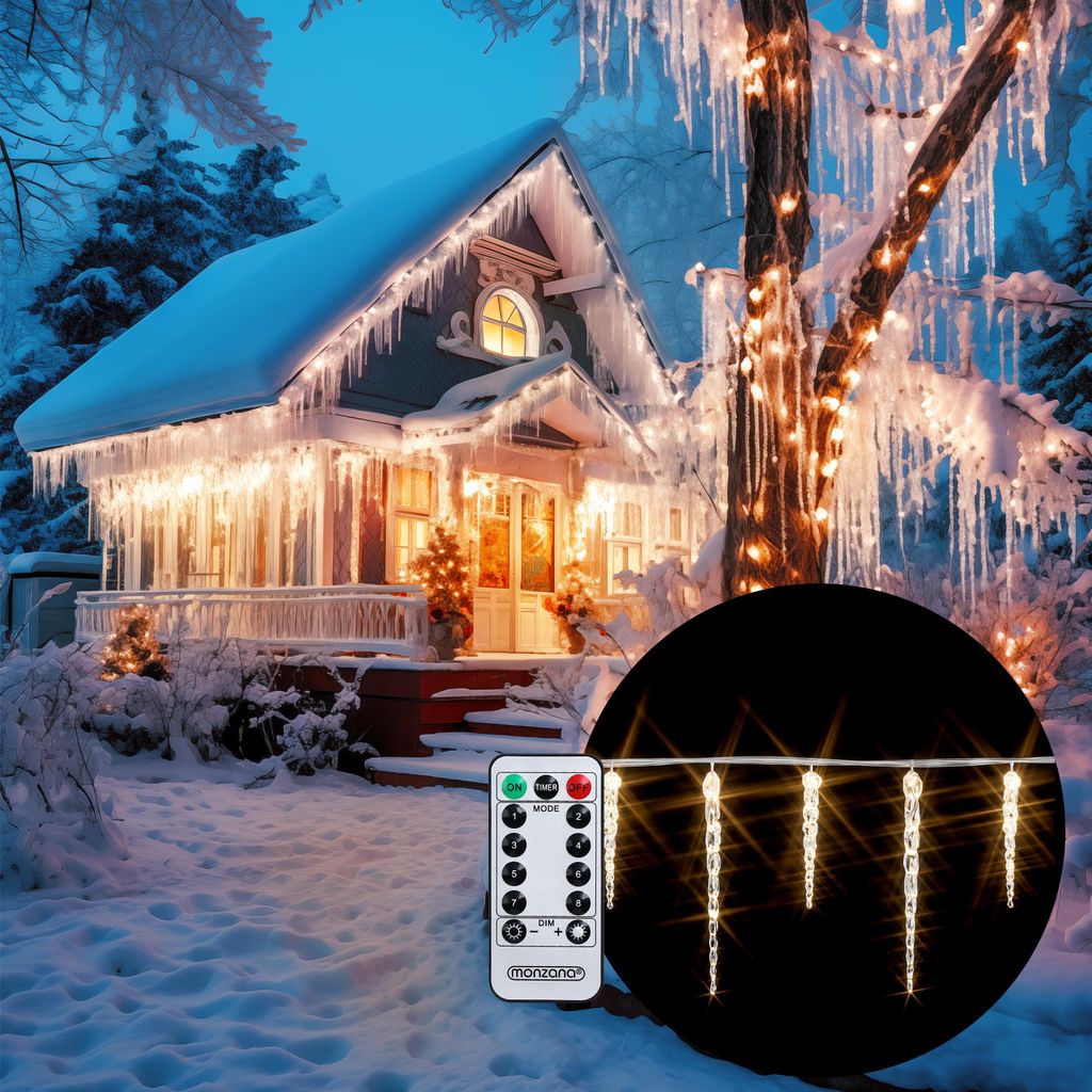 MONZANA® Eiszapfen Lichterkette Außen 40 LED Warmweiss Produktbild 