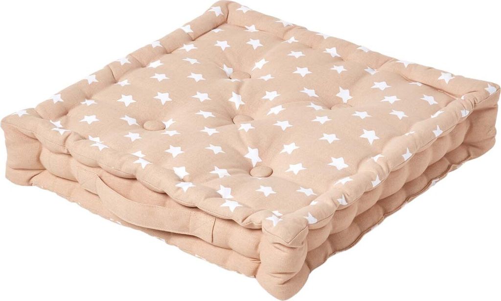 HOMESCAPES Sitzkissen Sterne beige 40 x 40 x 10 cm & Polyester