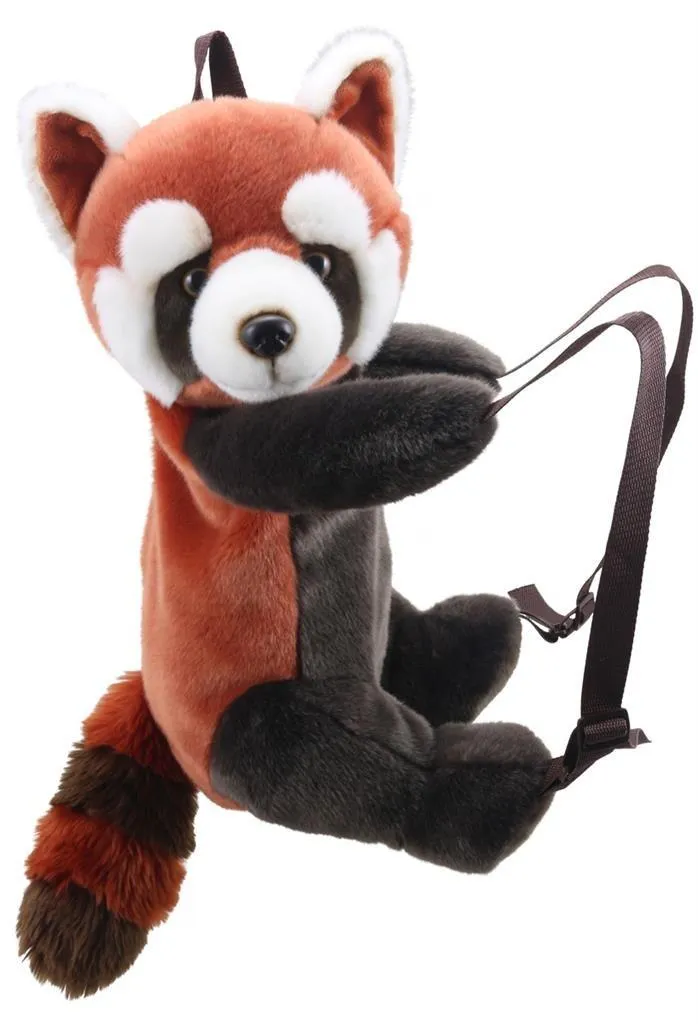 Sac à dos Panda rouge The Puppet Company pour enfant - Peluche rousse