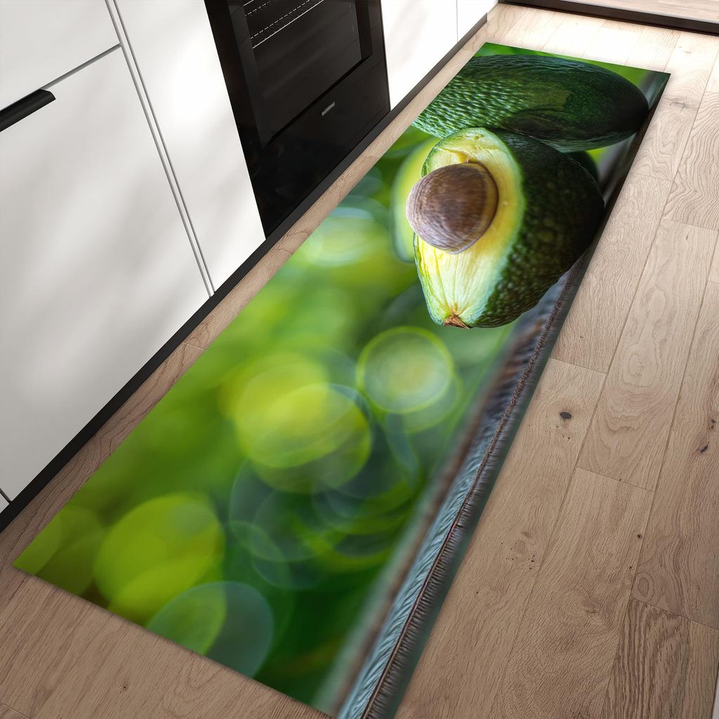 Küchenteppich 60x90cm rutschfest & abwischbar PVC Läufer - Avocado Anschnitt