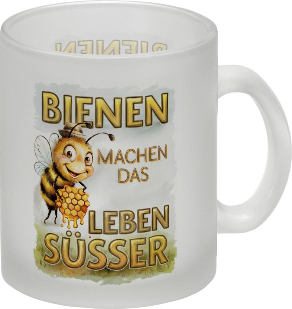 Bienen machen das Leben süßer Glas Tasse Biene mit Honigwabe