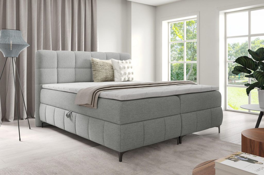 YOURHOUSE24 Boxspringbett SOPHIE Bonell-Matratze und Topperr, mit zwei Bettkästen für die Bettwäsche (Farbe: Aragon 80, Größe: 160x200 cm)