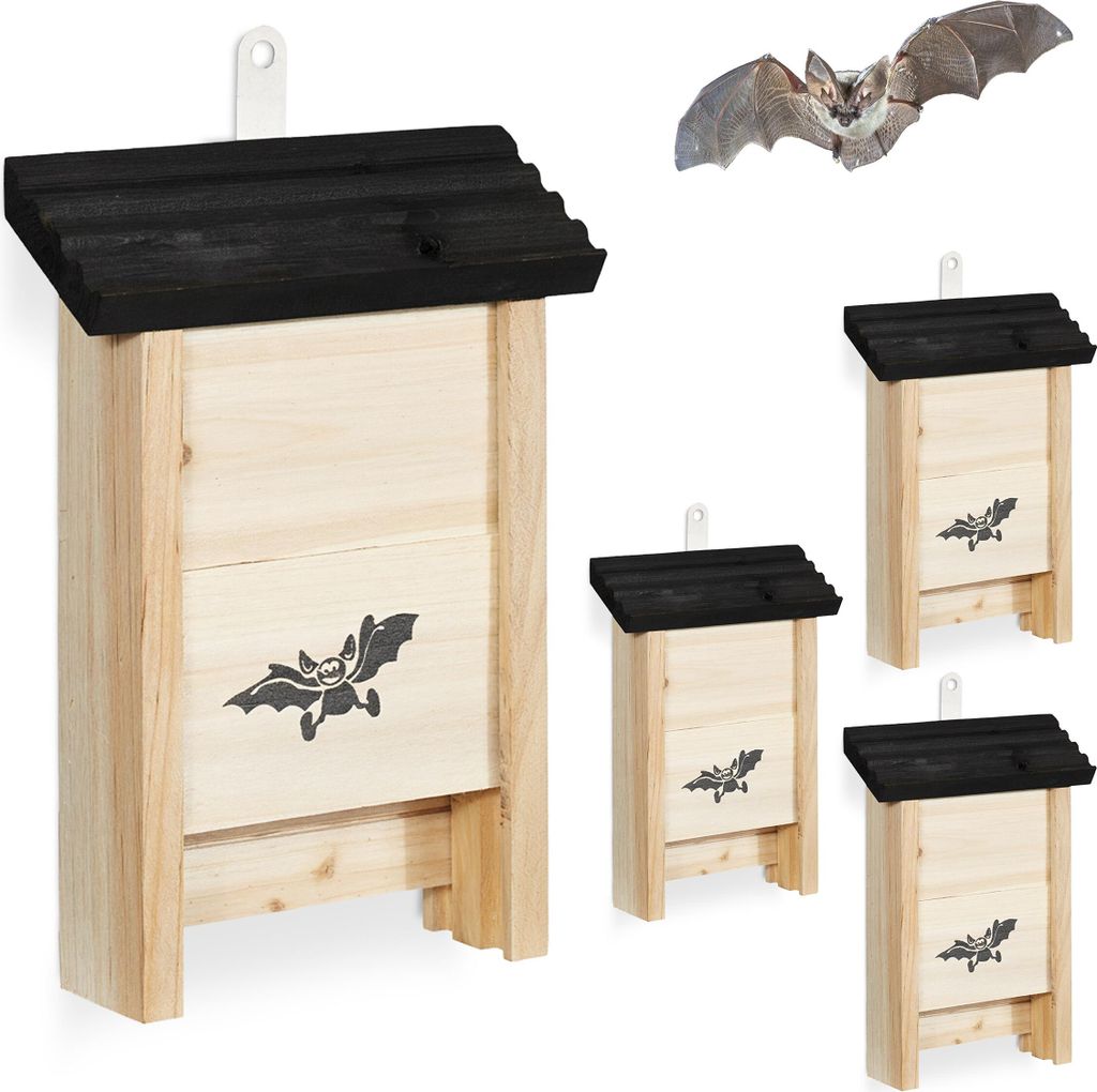 Relaxdays - Niche pour chauves-souris, lot de 4, abri pour Image du produit 