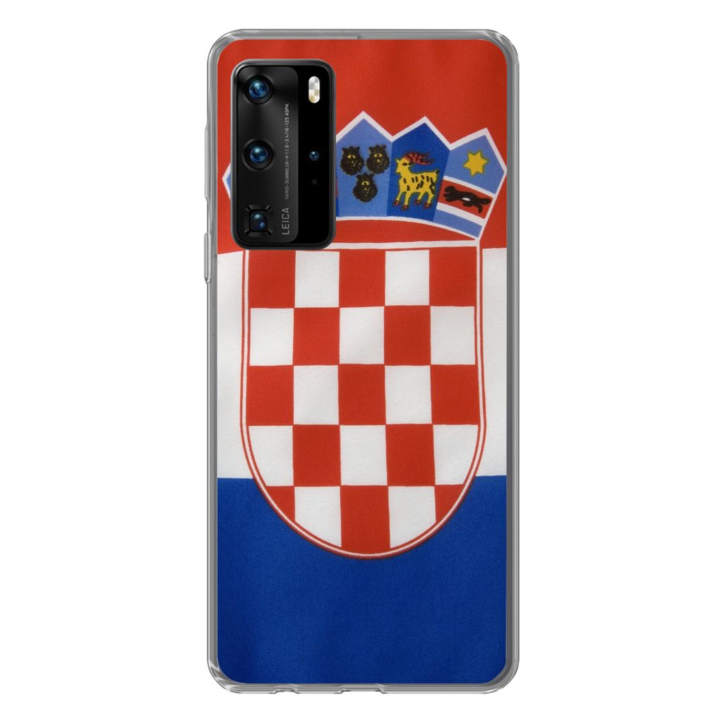 MuchoWow Handyhülle Schutzhülle Hülle für Huawei P40 Pro Foto der kroatischen Flagge Silikon Softcase Handy Hülle - Schutz