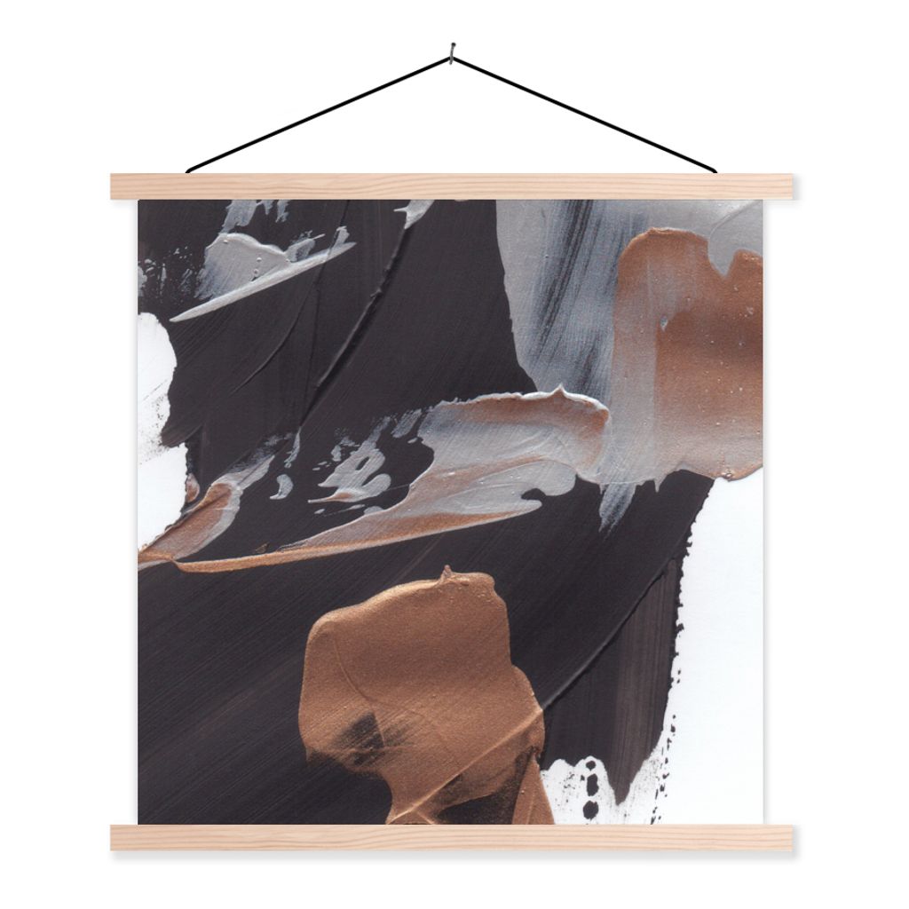 MuchoWow Textilposter Abstrakt - Farbe - Gold 120x120 cm mit holzfarbenen Rahmen - Textil-Poster