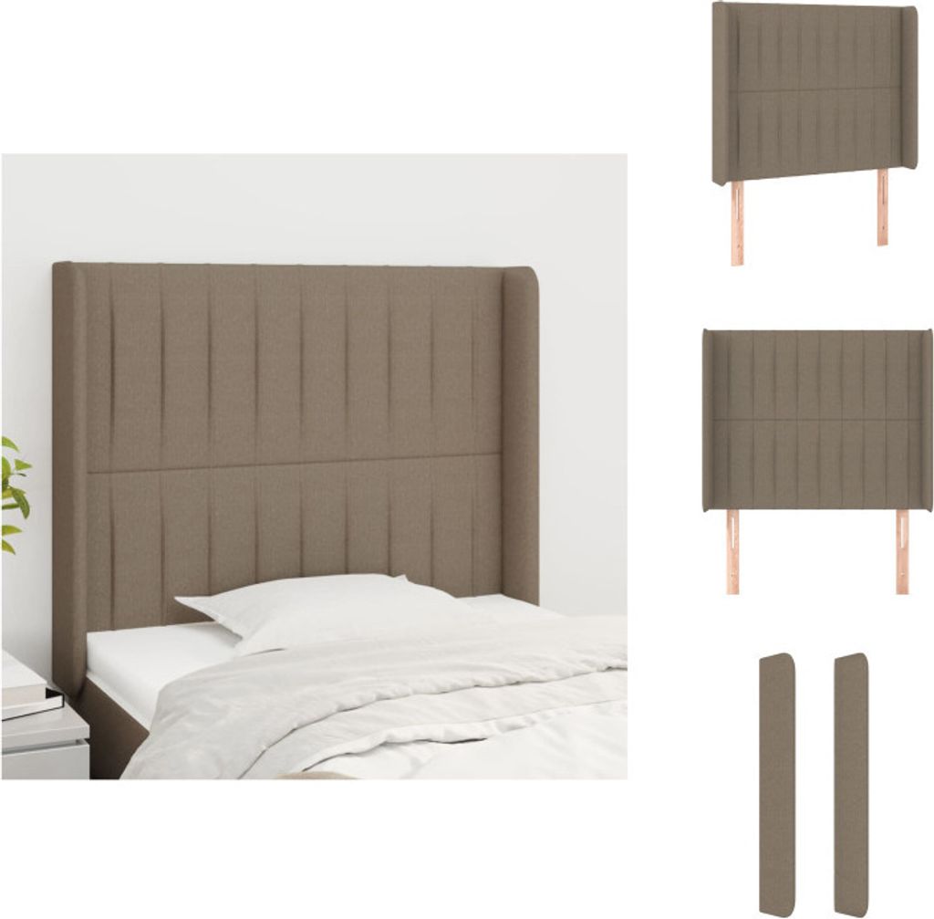 vidaXL Kopfteil mit Ohren Taupe 93x16x118/128 cm Stoff - Kopf- & Fußenden