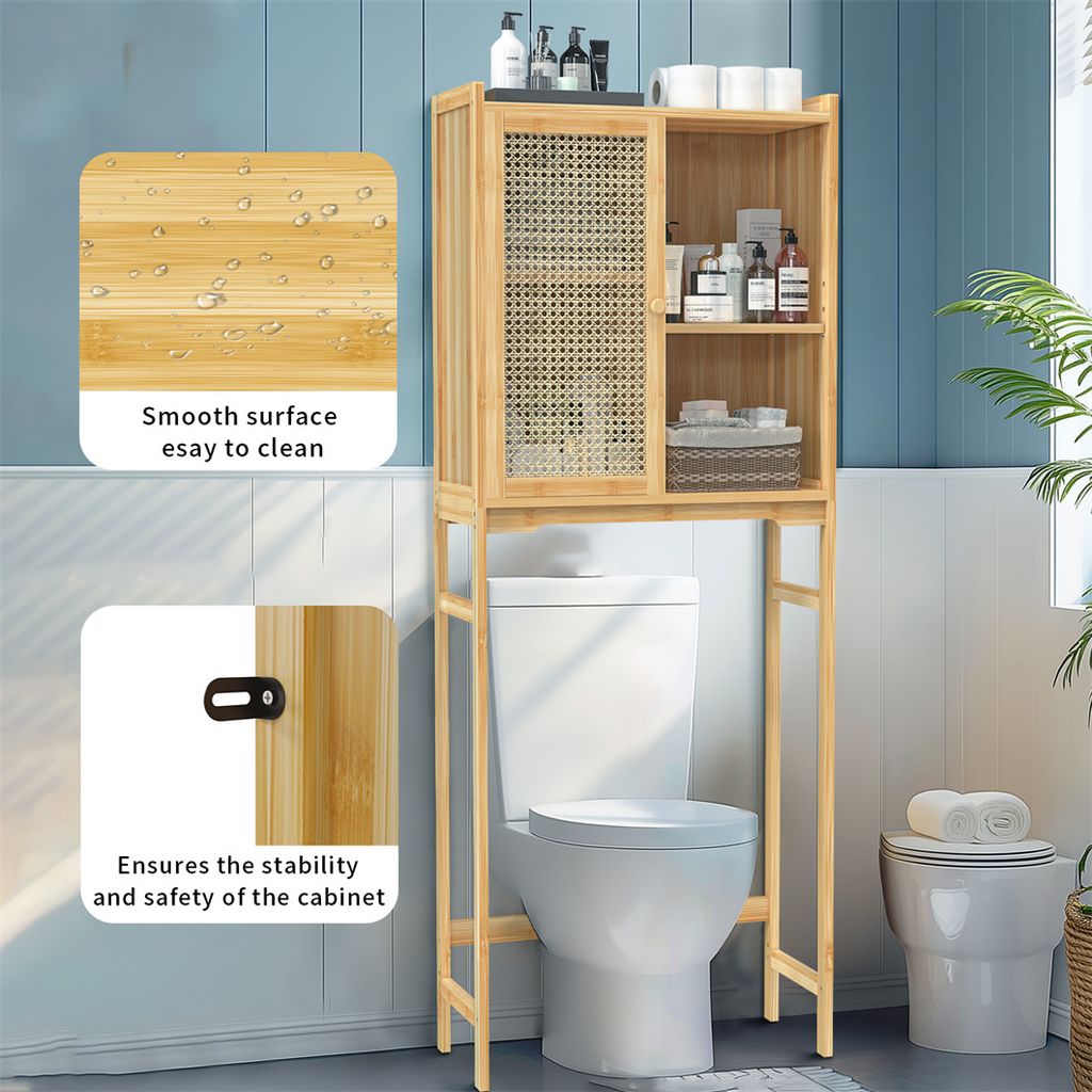 WISFOR Badregal Toilettenregal, Badezimmerregal mit Schrank Produktbild 11