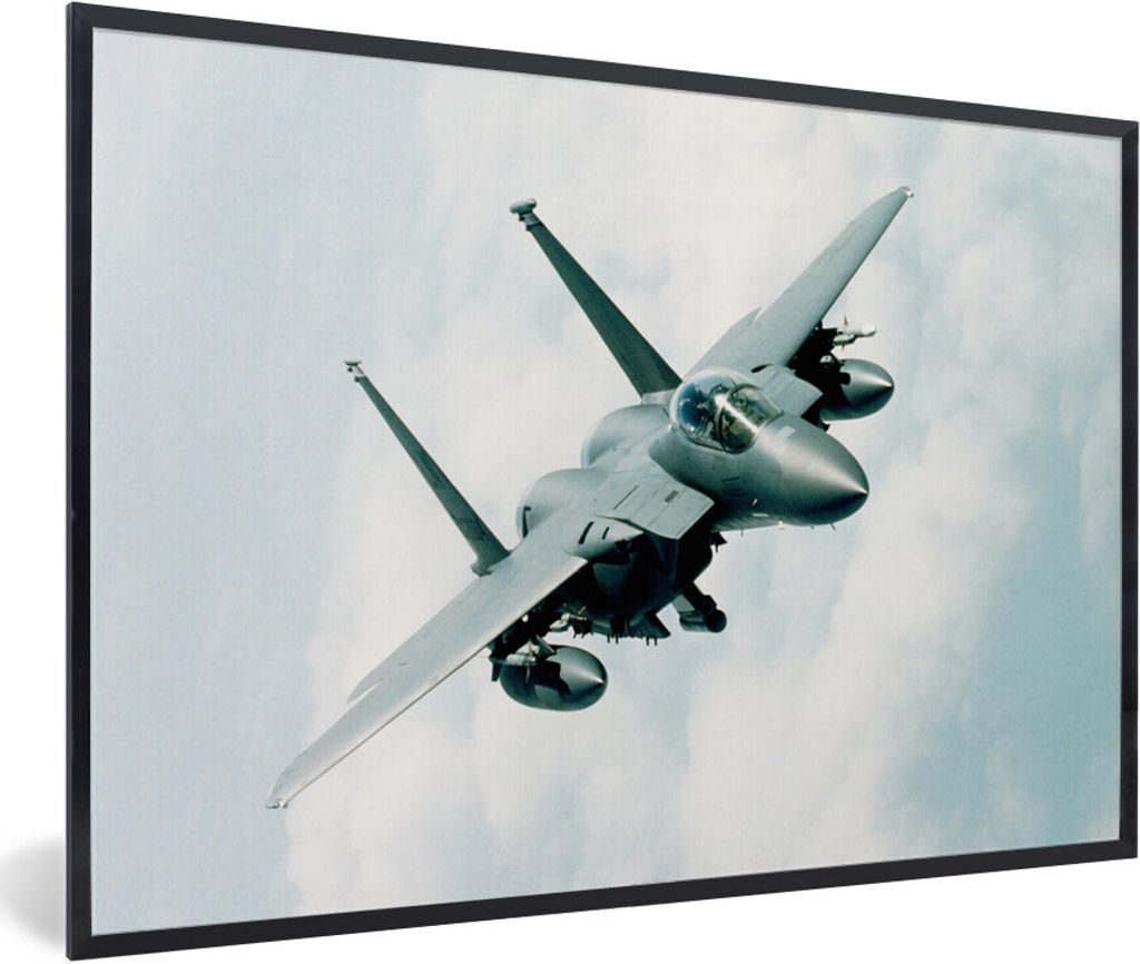 MuchoWow Gerahmtes Poster Ein weißer Düsenjäger der Royal Air Force in England 90x60 cm - Poster mit Schwarzem Bilderrahmen Wandposter Rahmen ...