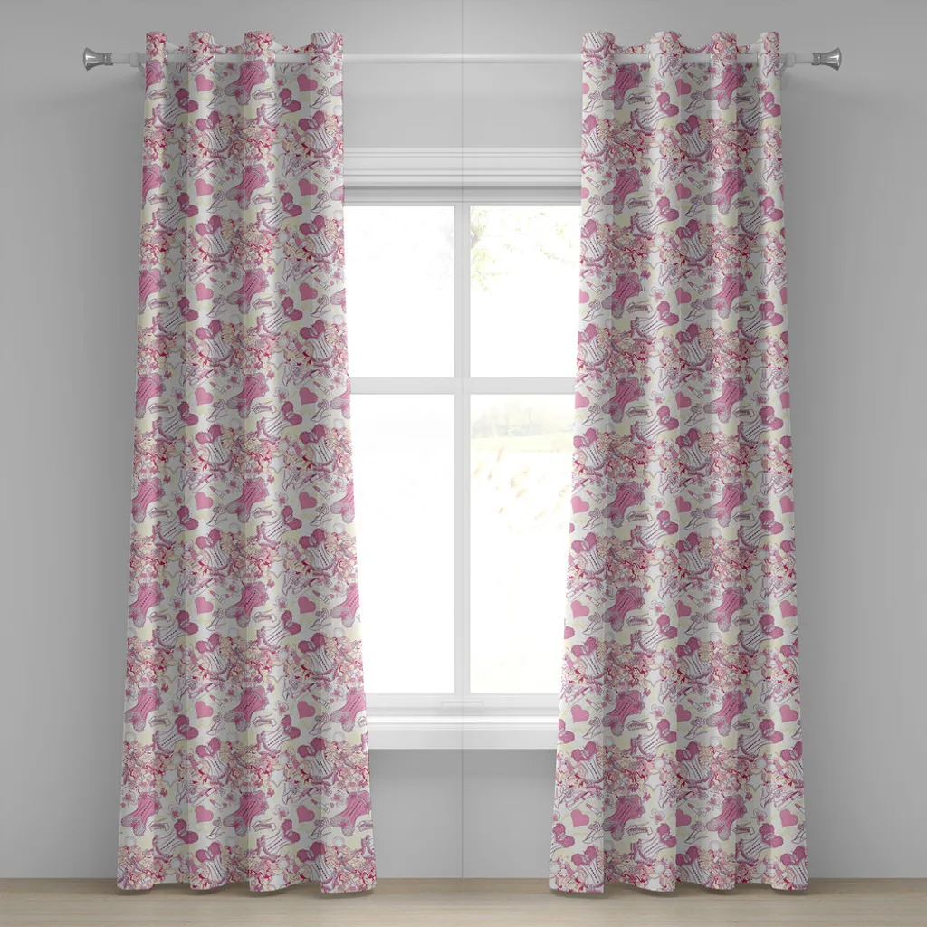 Rideaux occultants légers 280x245cm à imprimé floral sexy corset beige