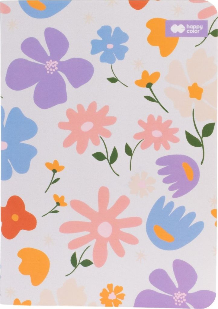 Notizbuch A6 32k Gitter Bloom Pastell weiß mit Blumen Happy Color