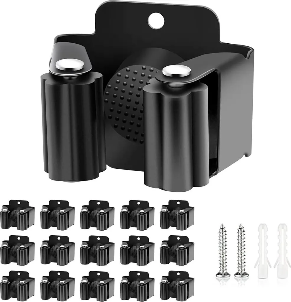 Set de 15 Supports Muraux pour Balais et Outils de Jardin avec Visserie