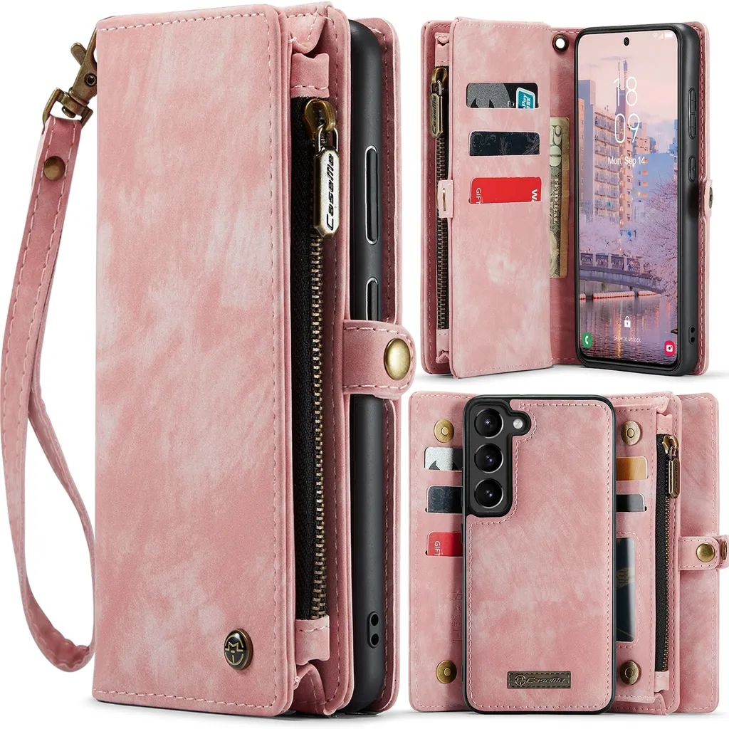 Custodia CaseMe Samsung Galaxy S24 Plus Rosa con Cerniera e Portafoglio