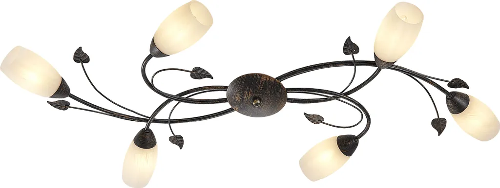 Luminaire de plafond style industriel métal rouillé Globo 6 lampes