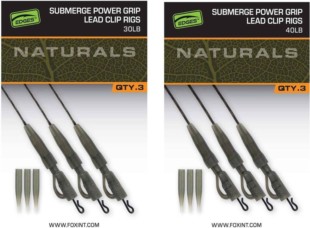 Fox Edges Naturals Submerge Power Grip Lead Clip 40lb x 3