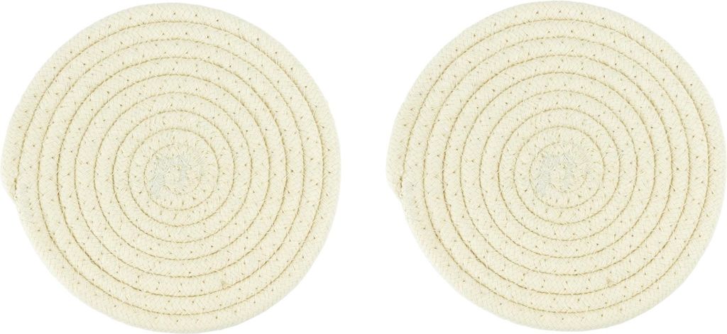 Krumble Topflappen - 2er-Set - Bohemian - Rund - Untersetzer - Pfannenschutz - Pfannenzubehör - Tischschutz - Baumwolle - Beige - 18 cm (d)