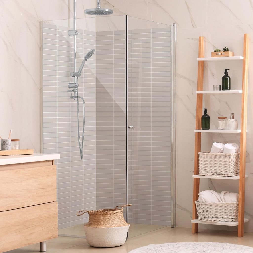 Duschrückwand mit Motiv selbstklebend - 0.35 mm Wandpaneel wasserfest Design grau Fliesenoptik Unifarben Badrückwand fugenlos Smart matt 80x190 cm