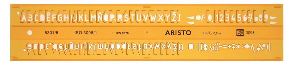 ARISTO Schriftschablone gerade 5 mm ISO 3098-1/DIN 6776 Produktbild 