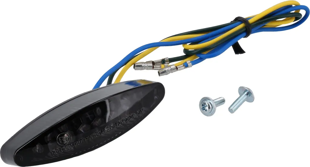 Feu arrière moto LED universel avec support de plaque noir