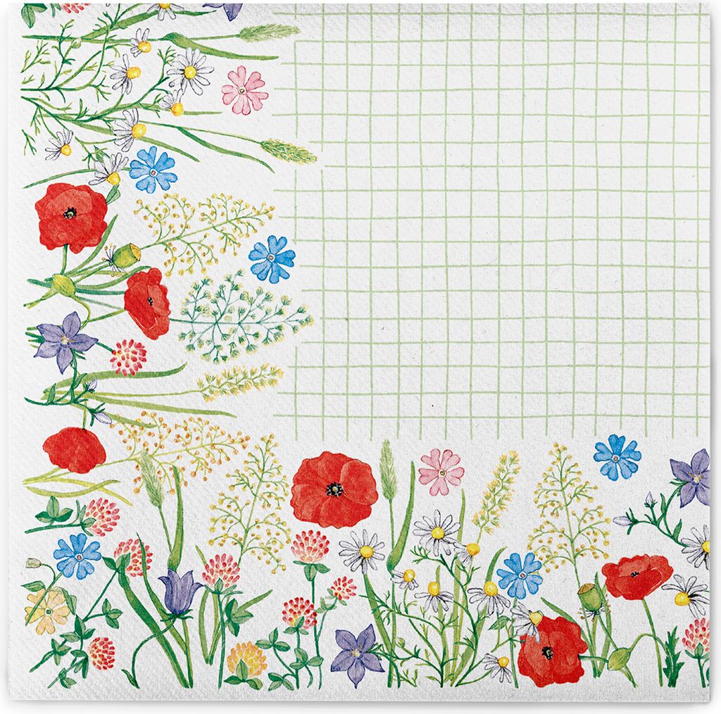 Airlaid Serviette Susanne, 40 x 40 cm, 50 Stück - Mank - Floral Blumenwiese