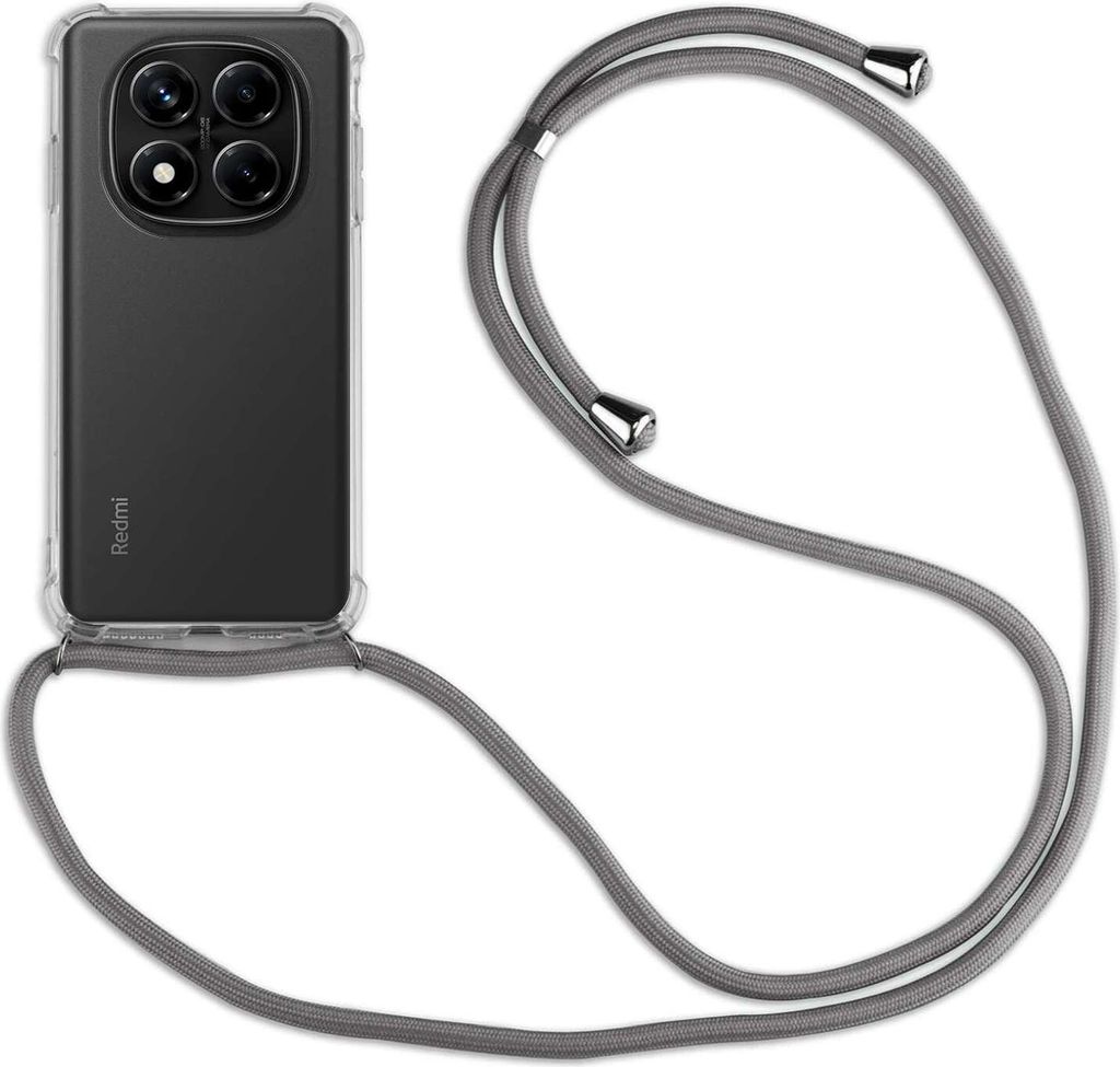 Handykett für Xiaomi Redmi Note 14 Pro+ Hülle mit Kordel Handyhülle mit Band in Grau
