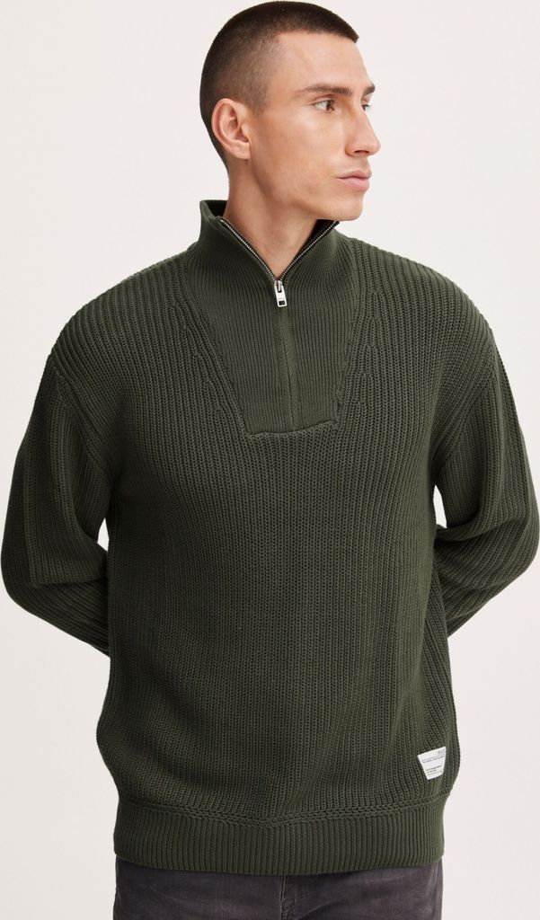 !Solid SDChristo Herren Strickpullover Troyer Feinstrick Pullover mit Stehkragen und Reißverschluss Struktur Strick