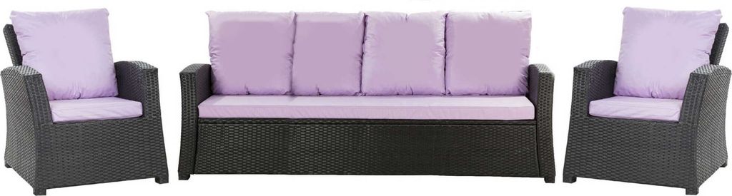 Gartenkissen Set für Polyrattan Purple – Sitzkissen 180x50 cm + 4x Rückenkissen 56x50 cm – Auflagen für 5-6 Sitzer Gartensofa & Gartenstuhl/...
