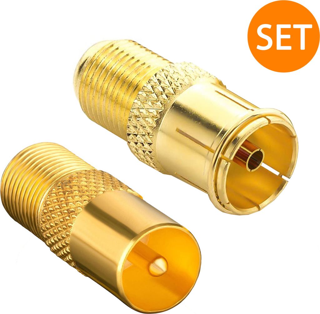 ORSEM SAT Adapter Set F-Stecker zum Antennenkabel F-Kupplung Koax-Kupplung F-Buchse auf 1x IEC Antennenstecker &1x Koax IEC Antennenbuchse Vergoldet