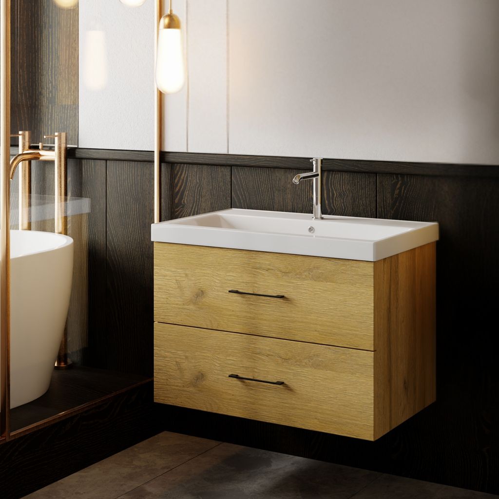 Waschtisch-Set Verona | Waschbecken mit Unterschrank 80 cm Badschrank Waschtisch