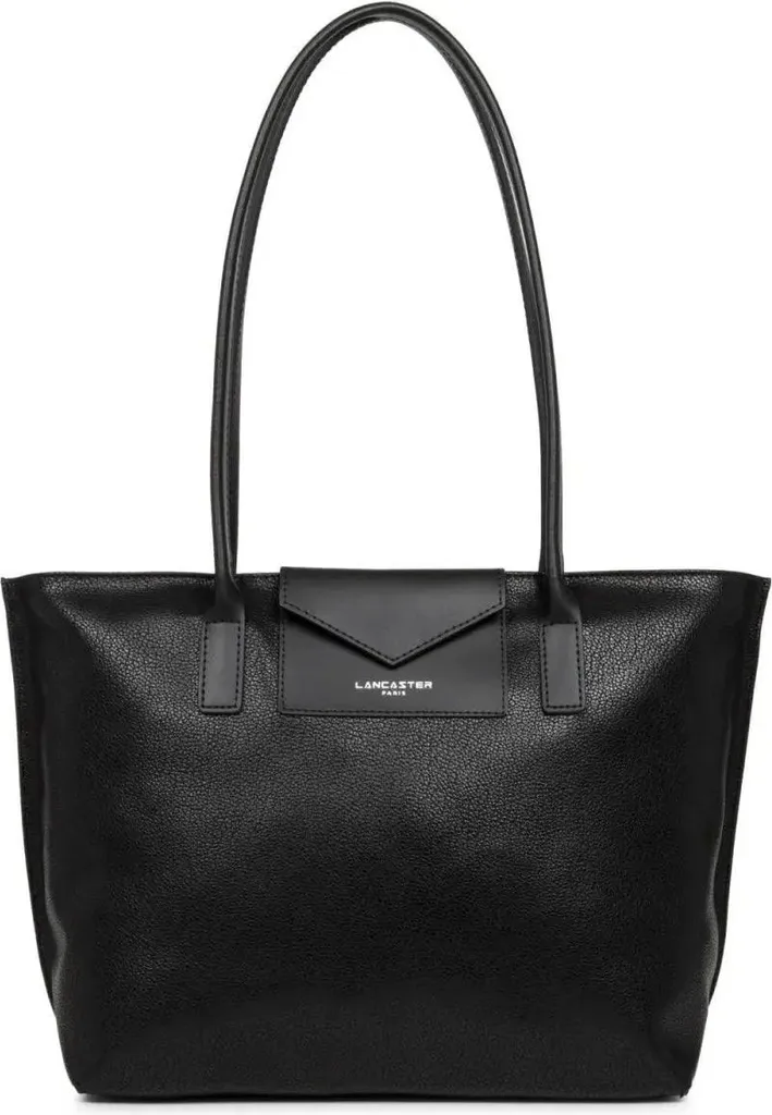 Sac Cabas Lancaster Maya Noir en Toile Enduite et Cuir de Vachette Chic