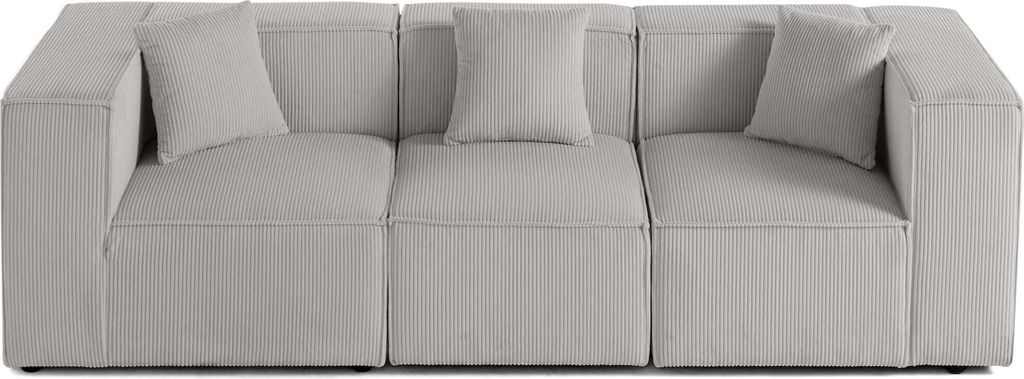 Lisa Design Arty - 3-Sitzer modulares Sofa - Cord , Hellgrau