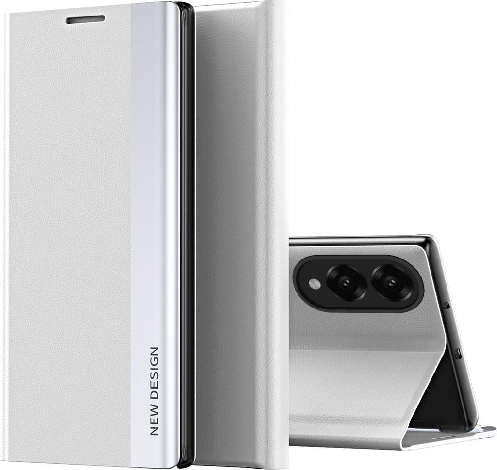 Hülle für Samsung Galaxy S25 Edge, Kunstleder Magnetisch Klapp Stand Schutzhülle Weiß