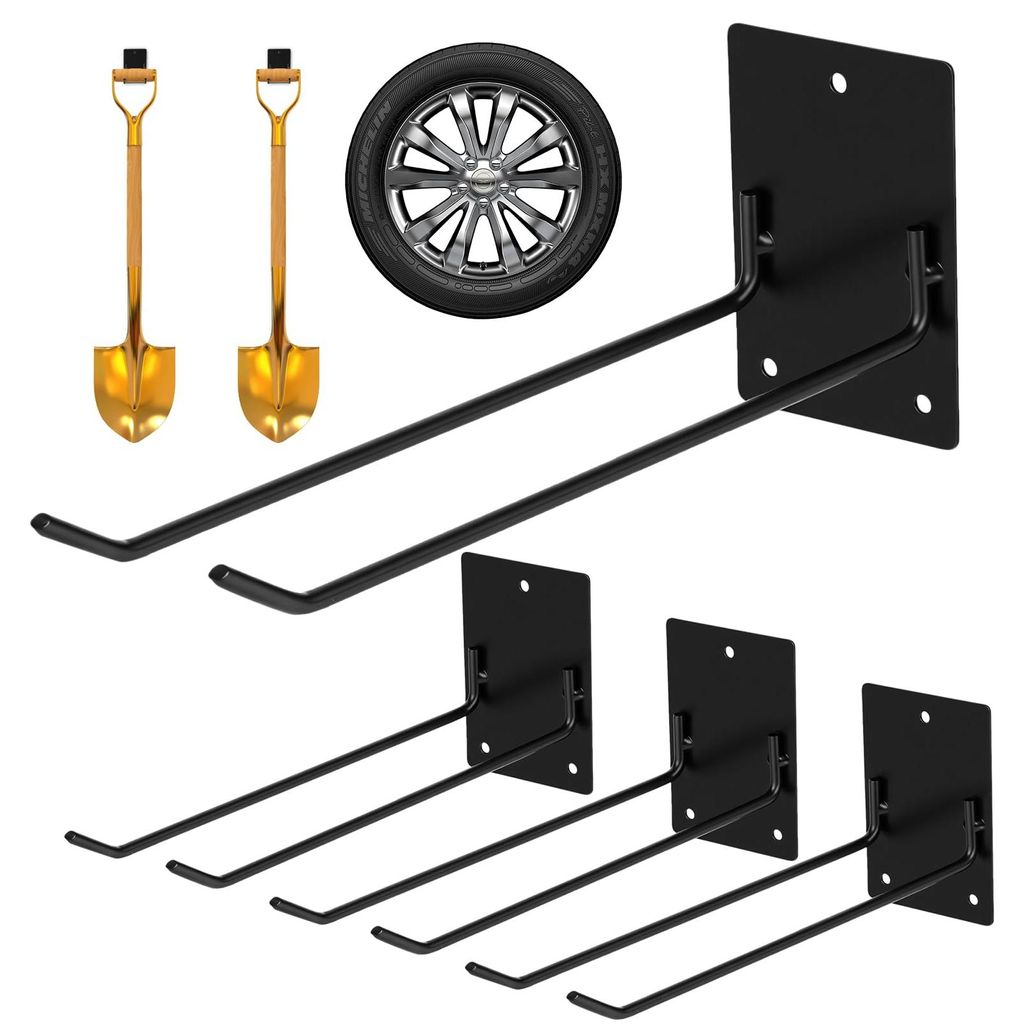 Garagenhaken – 4 Stück Werkzeughalter-Haken, Wandhalterung für Garagen-Werkzeug-Organizer, robustes Kleiderbügel-Rack, Garagenaufbewahrung, Ut...