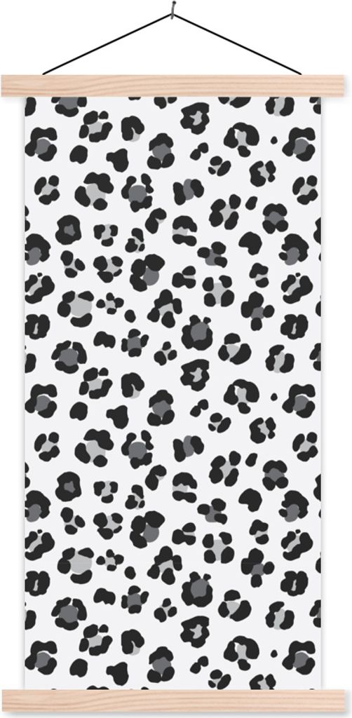 MuchoWow Textilposter Panther Druck - Grau - Abstrakt 40x80 cm mit holzfarbenen Rahmen - Wohnzimmer