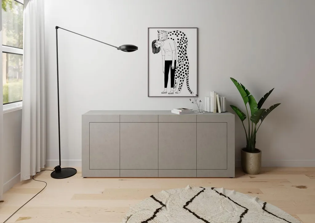 Grand bahut design Elios 200 cm cachemire avec 4 portes de rangement - 2