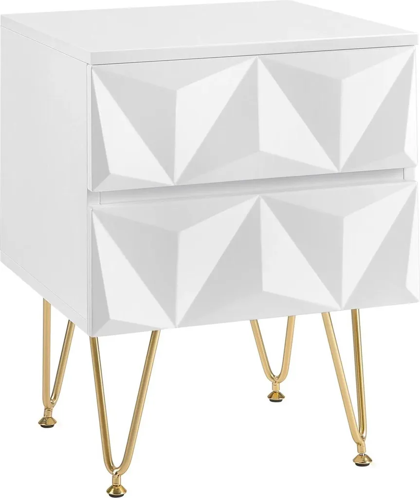 Table de chevet de rangement pour chambre avec tiroirs effet relief
