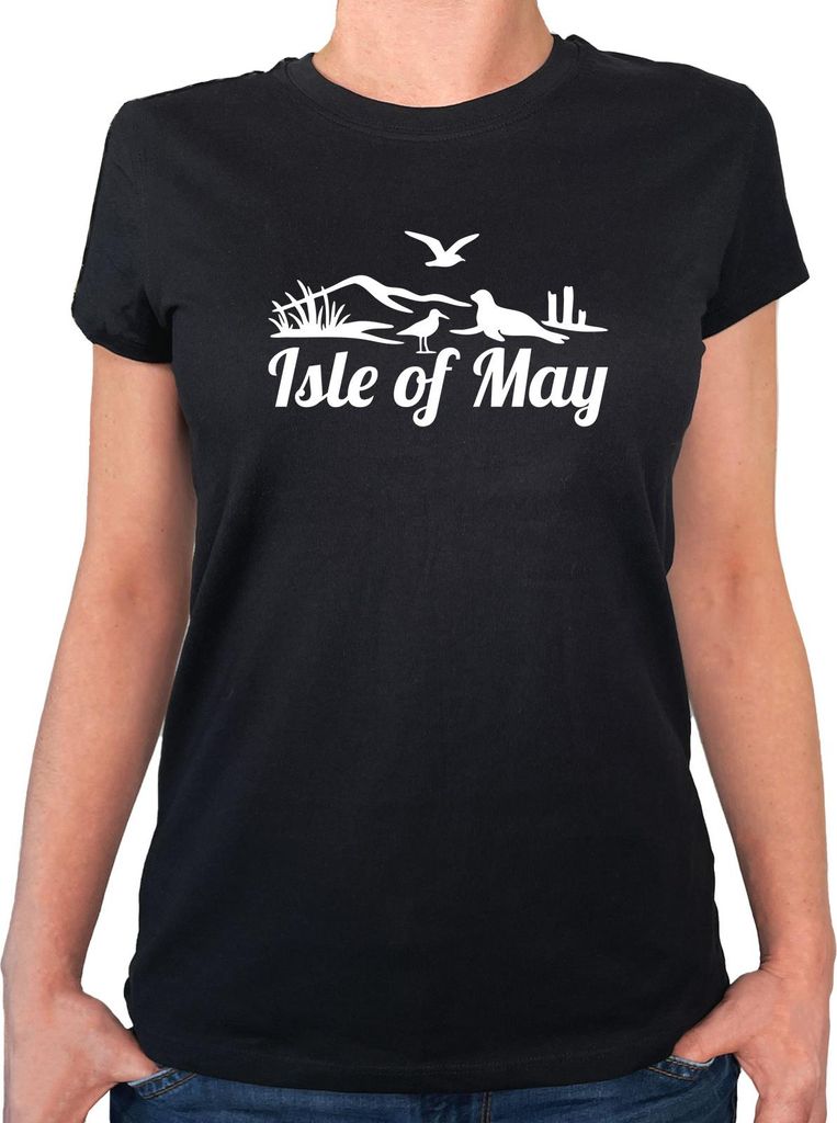 Huuraa Damenshirt Isle of May Vereinigtes Königreich Geschenk Größe XL Black Bio Baumwolle Fairtrade Isle of May Präsent