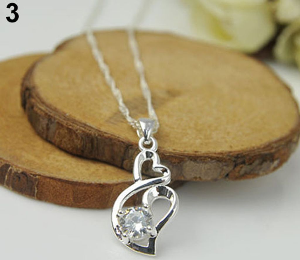 Damenschmuck 925 Sterling Silber Zirkonia Kristall Anhänger für Halskette Kette-3