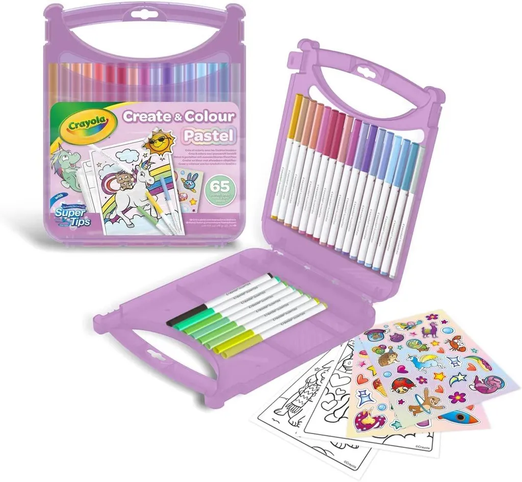 Crayola Mala Pastel 65 Pièces - Fini les Taches avec les Feutres Lavables