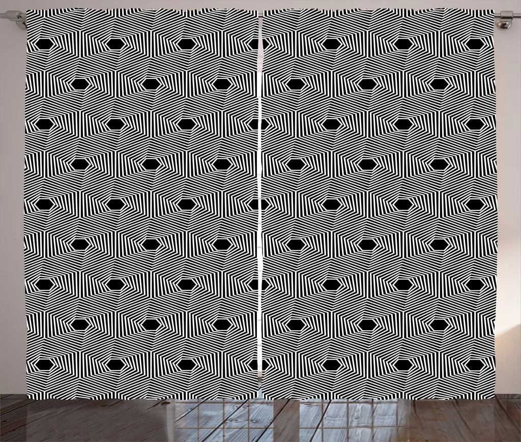 ABAKUHAUS arte stravagante Tenda rustica, effetto ondulato esagoni, tenda per camera da letto con passanti e ganci, 280 x 175 cm, grigio antracite e bianco