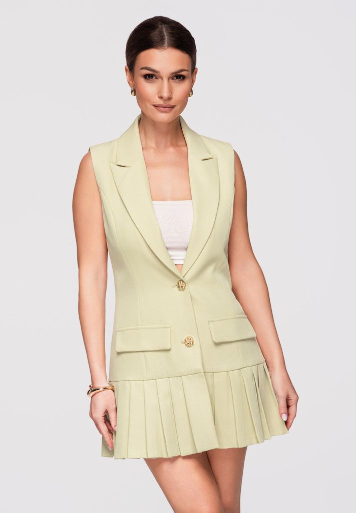 LARICA Mini Kleid V-Ausschnitt Etuikleid für Damen LA-OM-DLR303 green M