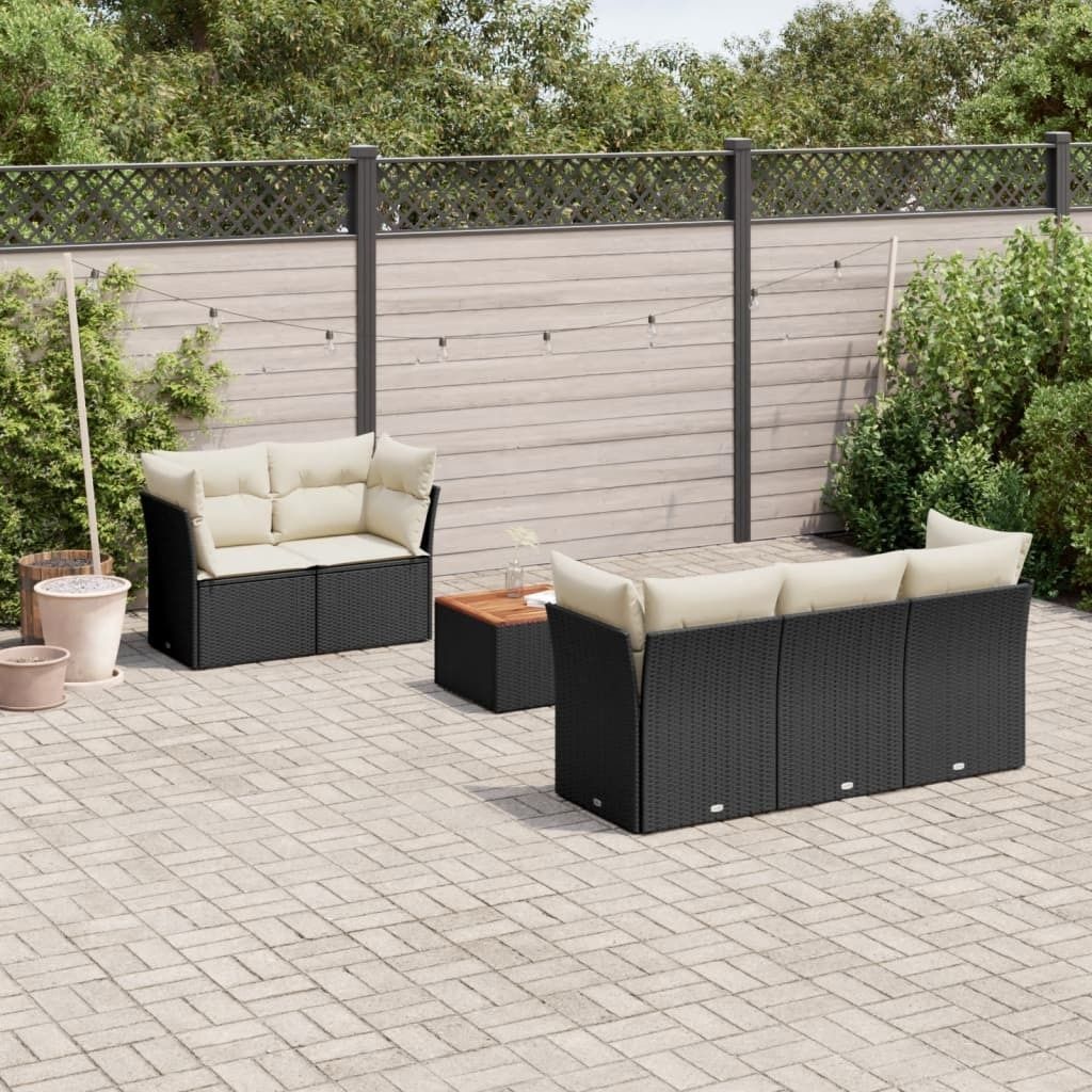 Maison Exclusive - 6-tlg. Garten-Sofagarnitur mit Kissen Schwarz Poly Rattan