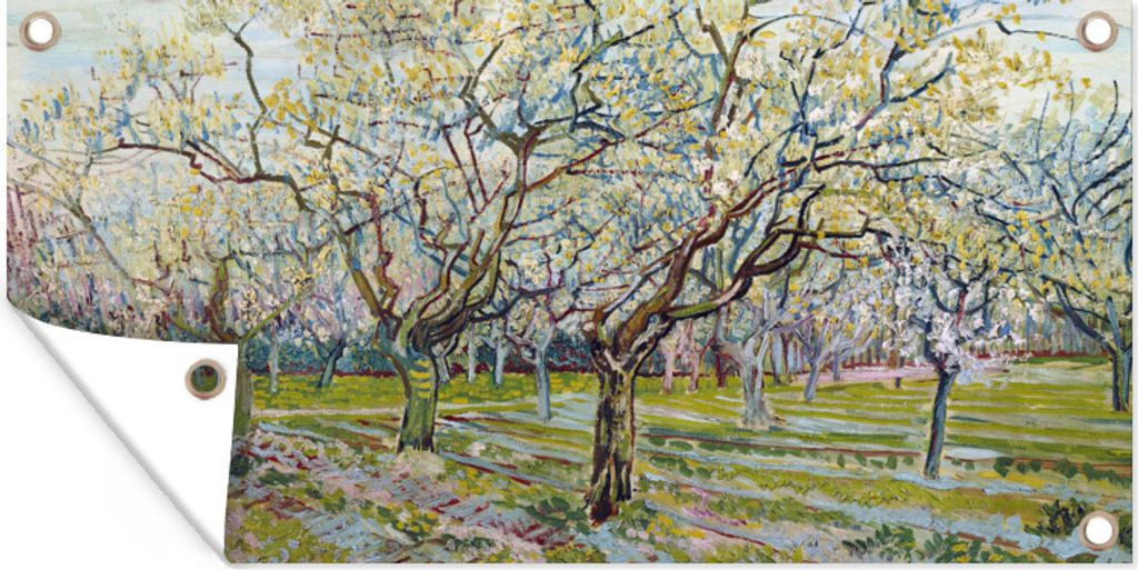 MuchoWow 80x40 cm Outdoor-Poster Gartendeko Sichtschutz Garten Poster für den Garten Blühender Obstgarten - Vincent van Gogh