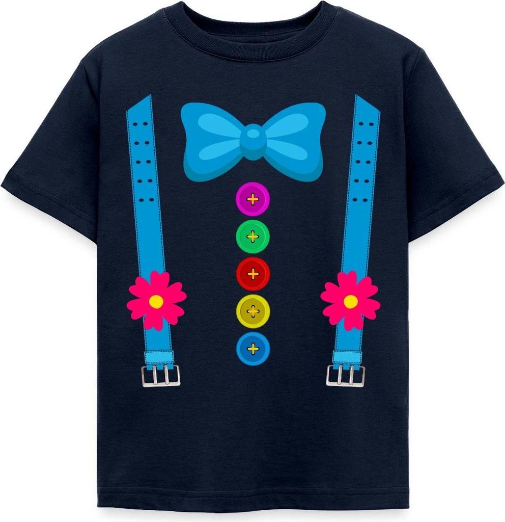 Spreadshirt Clown Kostüm Fasching Karneval Witzig Kinder T-Shirt, 110/116 (5-6 Jahre), Navy